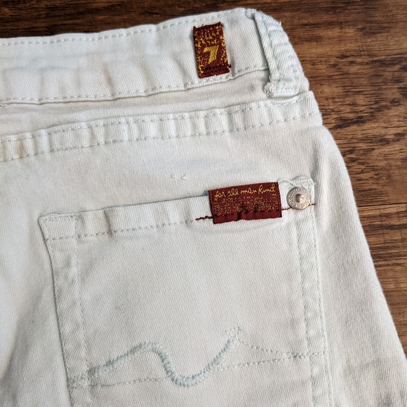 7 for all mankind Girls Size 10 Light Blue denim shorts cuffed - Picture 5 of 7